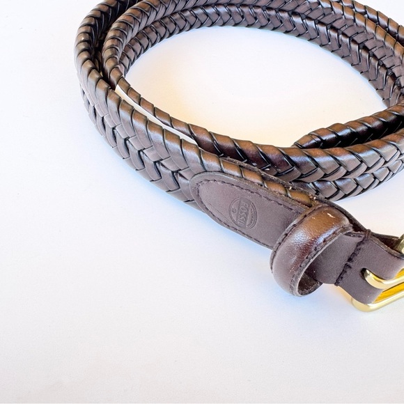 Fossil Brown Maddox Braided Leather Belt with Gold Buckle size 38 - Picture 3 of 10